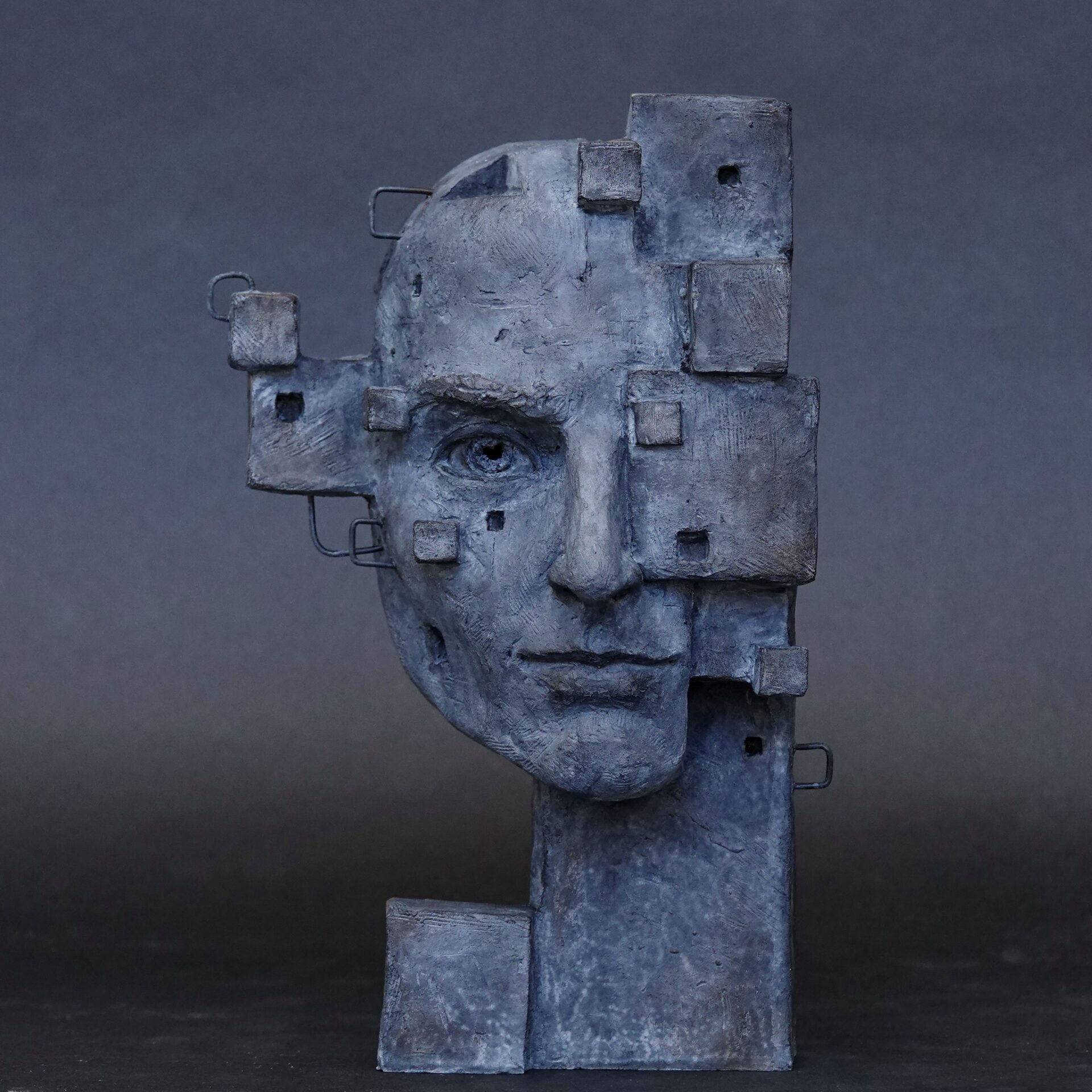 Portrait d'un homme numérique, pixelisé.